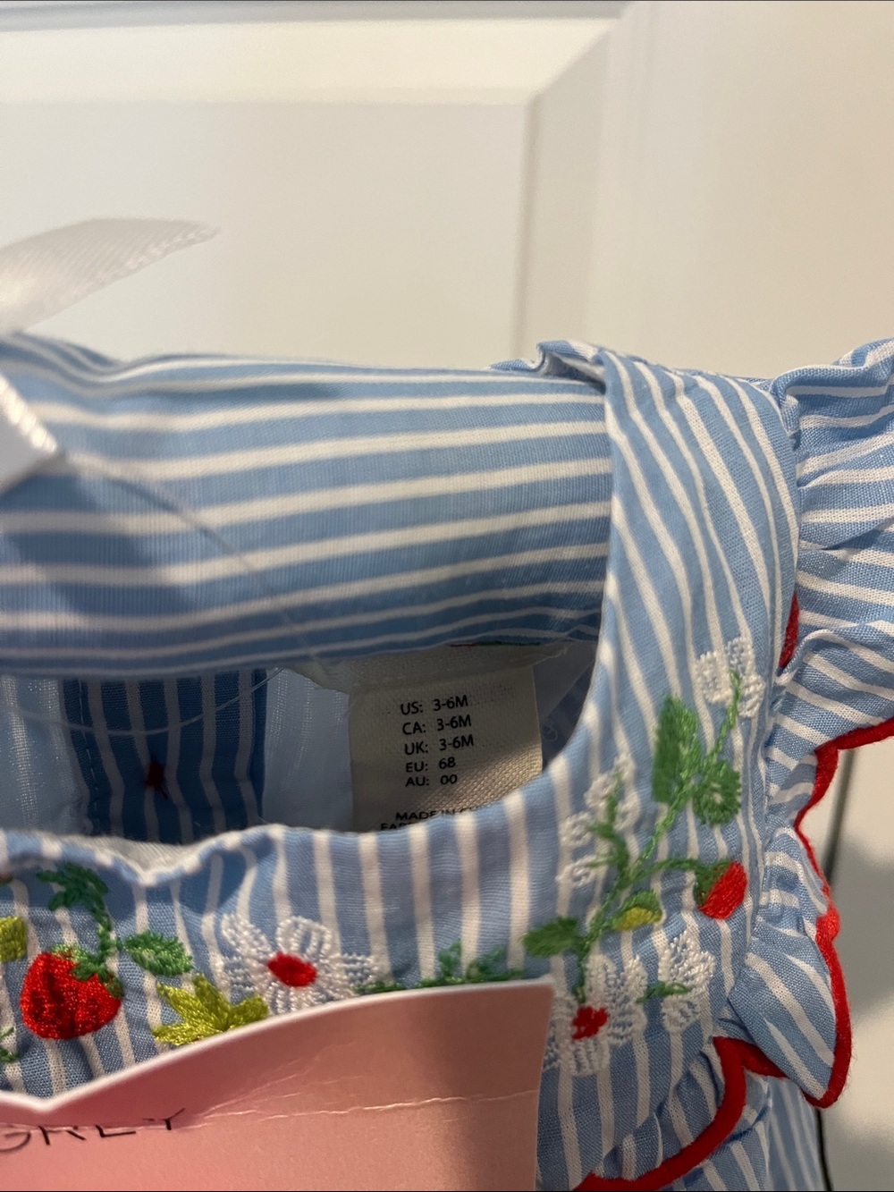 100% cotton, embroidered strawberry & cherry baby girl dress sets - Picture 9 of 9